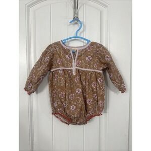 Pink Chicken Baby Girl Bubble 3/6 Months Boho Floral Boutique Cottage Core